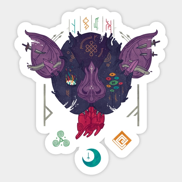 Runic Bat Sticker by againstbound